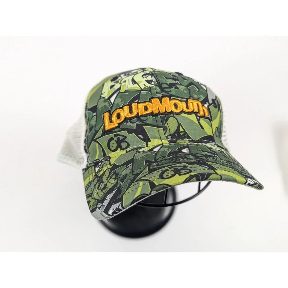 Loudmouth Golf LM Hat Trucker Snapback Cap Graffiti‎ Green Yellow Came To Win